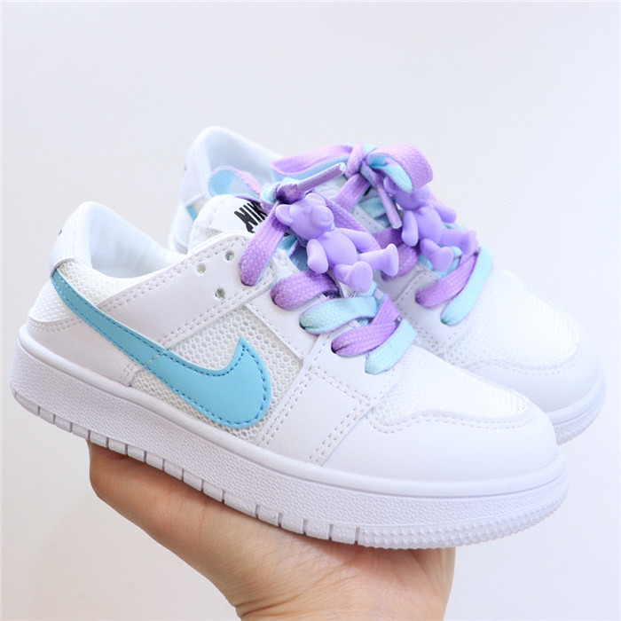 Youth Running Weapon Air Jordan 1 Low Blue/White Shoes 089